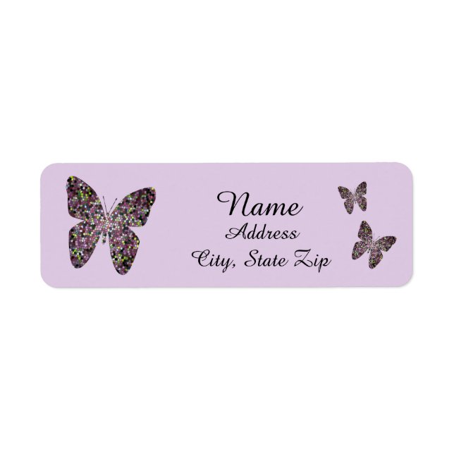 Unique Purple Mosaic Butterflies Beautiful Address Label (Front)
