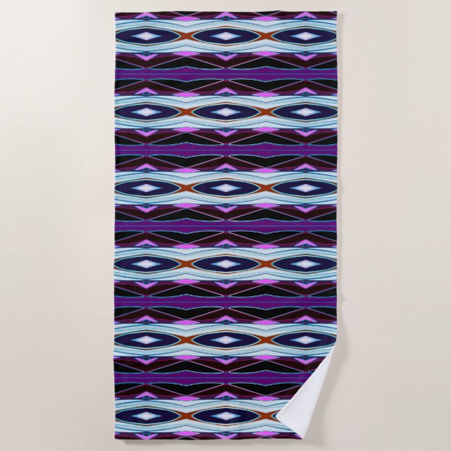 Unique Purple Pattern Beach Towel (Front)