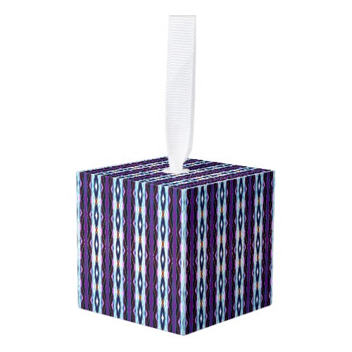 Unique Purple Pattern Cube Ornament