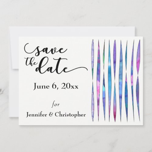 Unique Purple Pink Blue Modern Save the Date