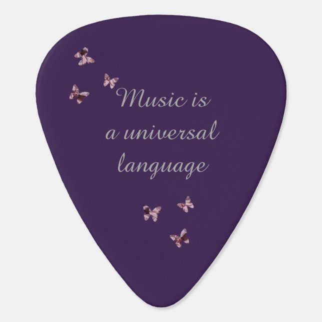 Unique Purple Pink Butterfly Pattern Music Lover Guitar Pick (Back)