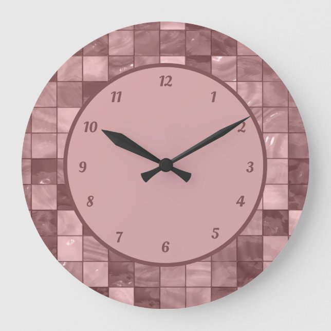 Unique Purple Tile Pattern Decorative  Large Clock (Front)