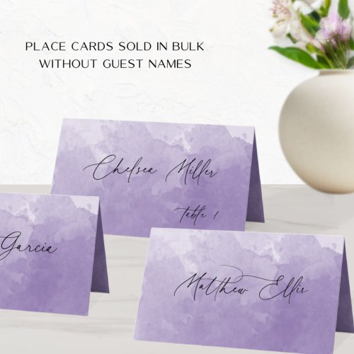 Unique Purple Watercolor Background Folded Place Card