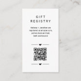 Ellesmere White  Printable QR Code Gift Registry Card Template – Black Bow  Studio