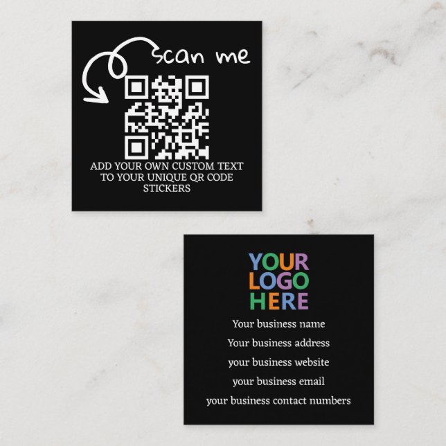 Unique QR code personalized scannable website Square Business Card (Front/Back)