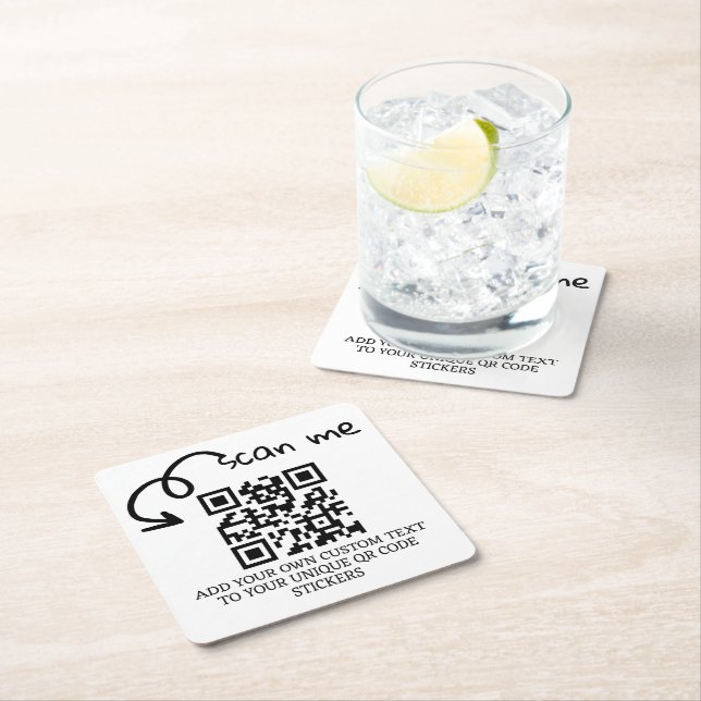Unique QR code personalized scannable website Square Paper Coaster (Insitu)