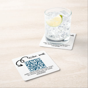 Unique QR code personalized scannable website Square Paper Coaster