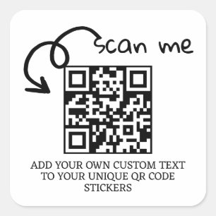 Unique QR code personalized scannable website Square Sticker