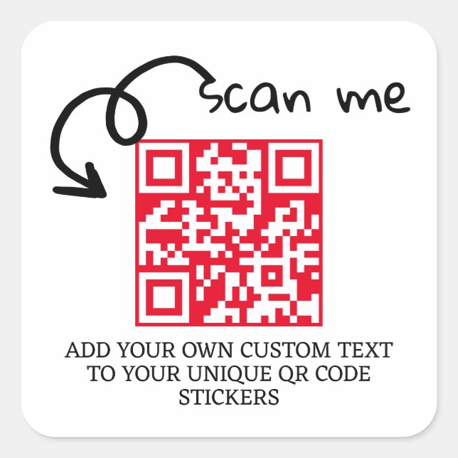 Unique QR code personalized scannable website Square Sticker (Front)