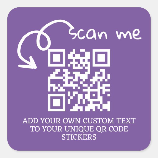 Unique QR code personalized scannable website Square Sticker (Front)