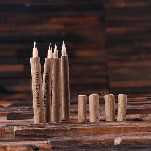 Unique Quality Engraved Natural Wooden Pen (Front)