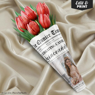 Unique Quinceañera Flower Bouquet, Newspaper Wrapping Paper Sheets