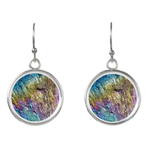 Unique rainbow color stone print custom photo earrings
