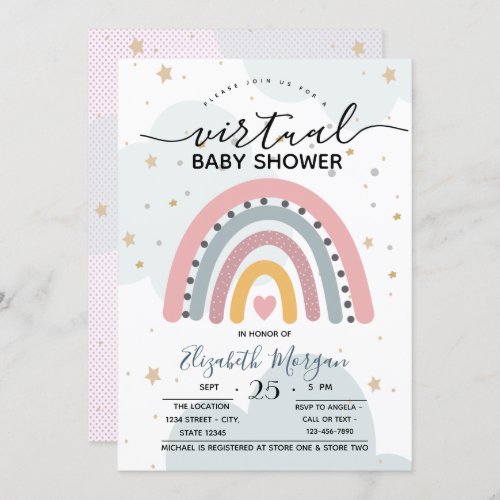 Unique Rainbow Dots Virtual Baby Shower Invitation