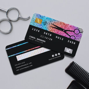 Unique Rainbow Glitter Credit Card Hair Stylists