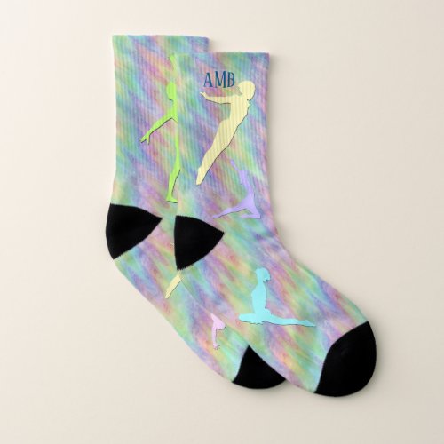 Unique Rainbow Gymnastics Custom Monogram Socks