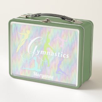 Unique Rainbow Gymnastics Custom Name Metal Lunch  Metal Lunch Box