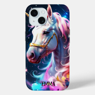 Unique Rainbow Unicorn Head Custom Name Girly Girl iPhone 15 Case