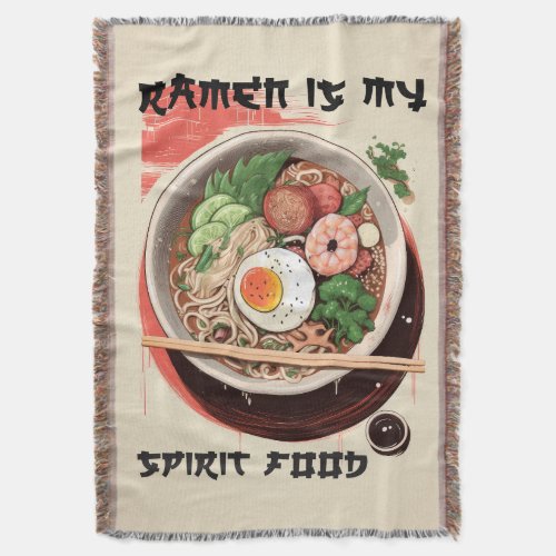 Unique Ramen Print Throw Throw Blanket