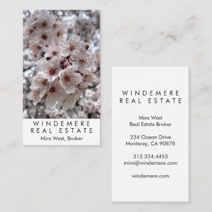 Unique Real Estate Agent Broker Cherry Blossom Business Card