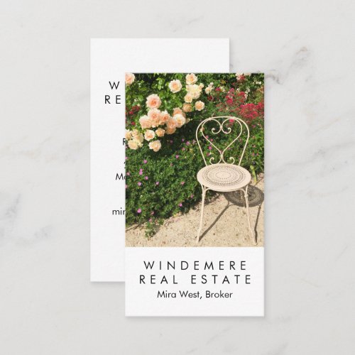 Unique Real Estate Agent Broker Rose Garden Photo Business Card