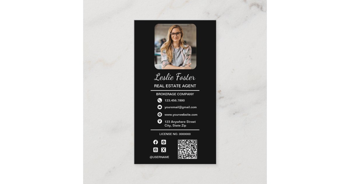 Unique Real Estate Agent Professional Photo Layout Business Card | Zazzle