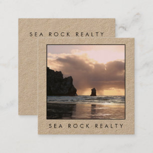 Unique Real Estate Agent Rocks Beach Photo KRAFT Square Business Card