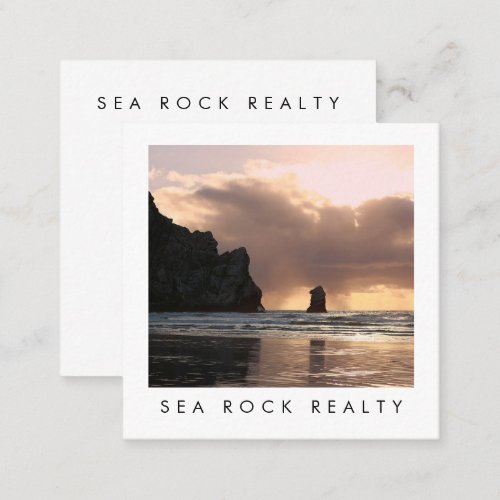 Unique Real Estate Agent Rocks Ocean Beach Photo Square Business Card