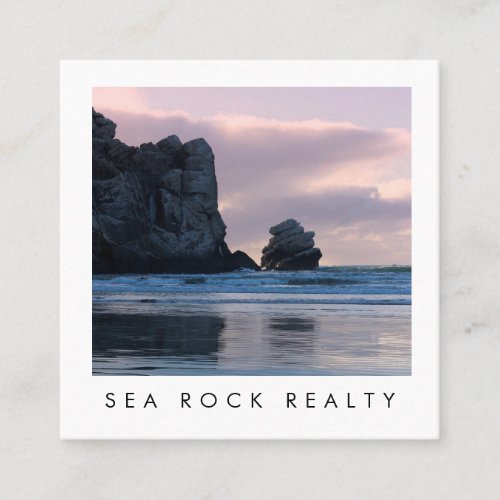 Unique Real Estate Agent Rocks Ocean Beach Photo Square Business Card