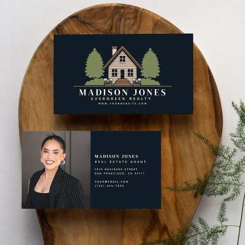 Unique Real Estate Agent Rustic House Photo Business Card
