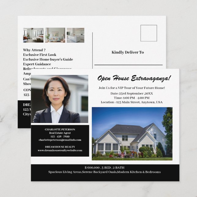 Unique Real Estate Open House Promotional Postcard (Front/Back)