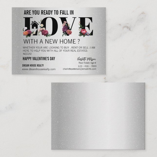 Unique Realtor Farming Promotional Valentine's Day Note Card (Front/Back)
