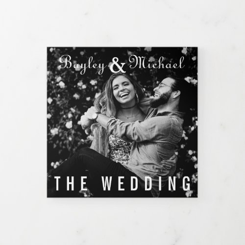 Unique Record Album Cover B&W Photo Wedding Invite
