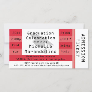 Unique Red Admission Ticket Party Invitation