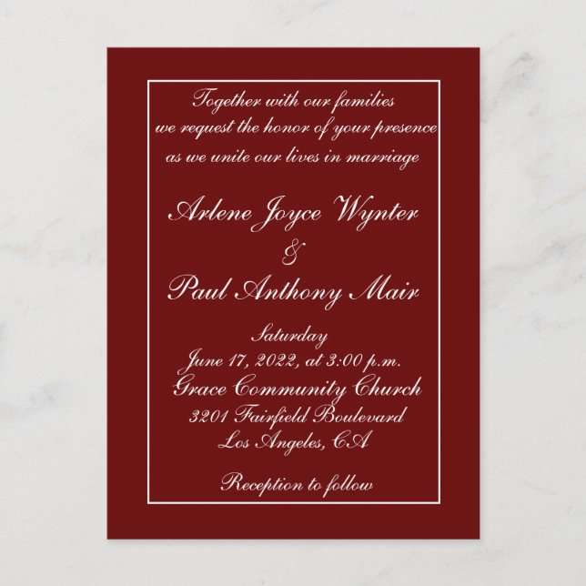 Unique Red And White  Invitation Postcard (Front)