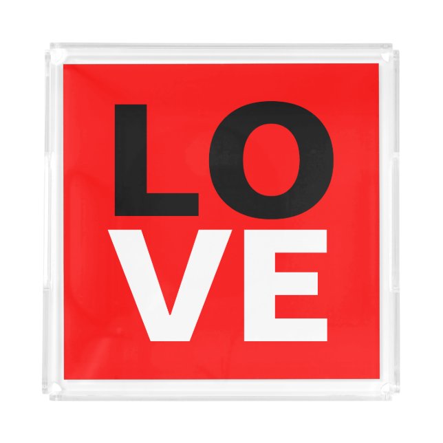 Unique Red Background Love Romance Acrylic Tray (Front)