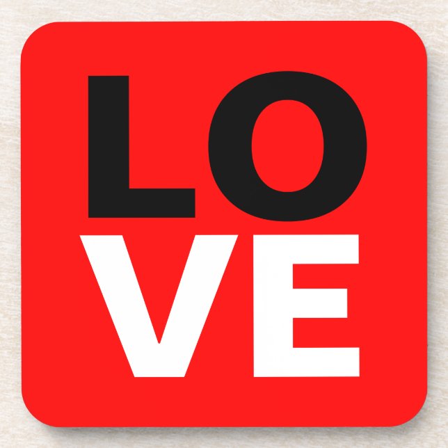 Unique Red Background Love Romance Beverage Coaster (Front)