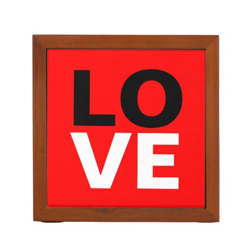 Unique Red Background Love Romance Desk Organizer
