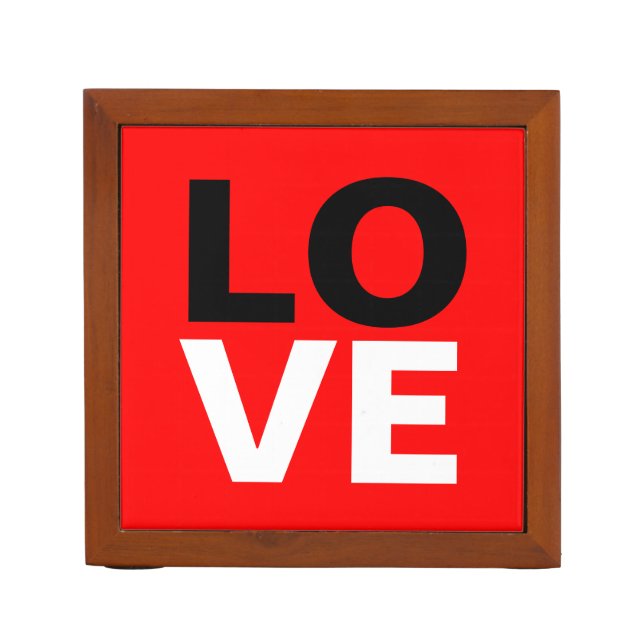 Unique Red Background Love Romance Desk Organizer (Front)