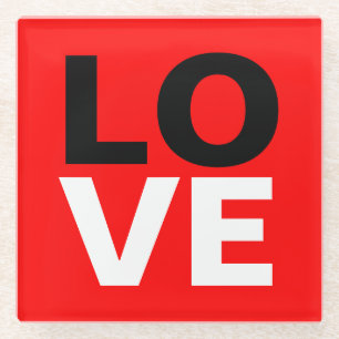 Unique Red Background Love Romance Glass Coaster