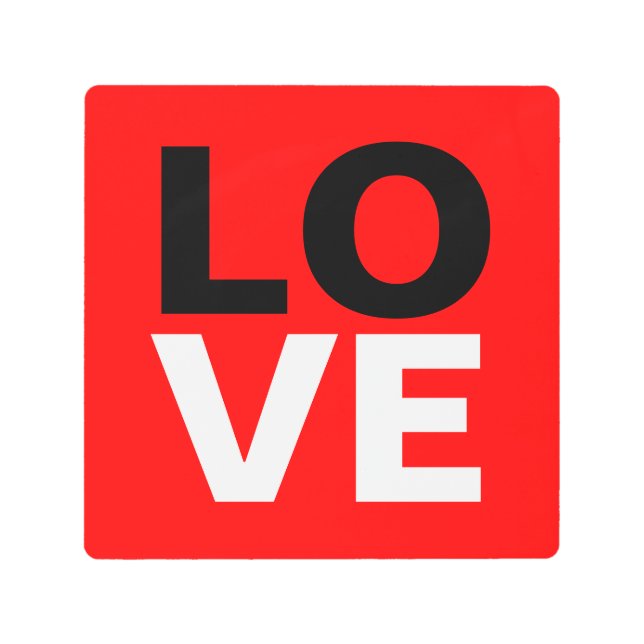 Unique Red Background Love Romance Metal Print (Front)
