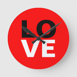 Unique Red Background Love Romance Round Clock