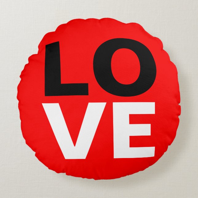 Unique Red Background Love Romance Round Pillow (Front)