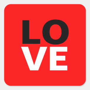 Unique Red Background Love Romance Square Sticker