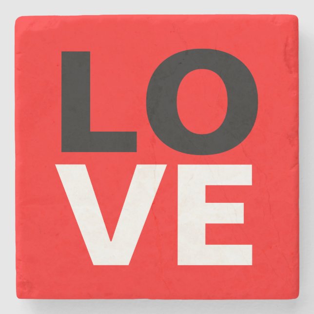 Unique Red Background Love Romance Stone Coaster (Front)