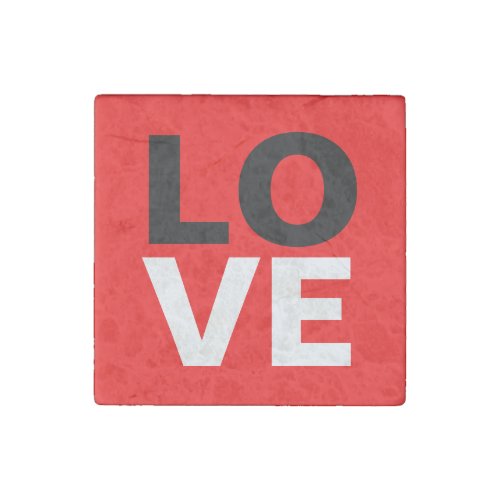 Unique Red Background Love Romance Stone Magnet