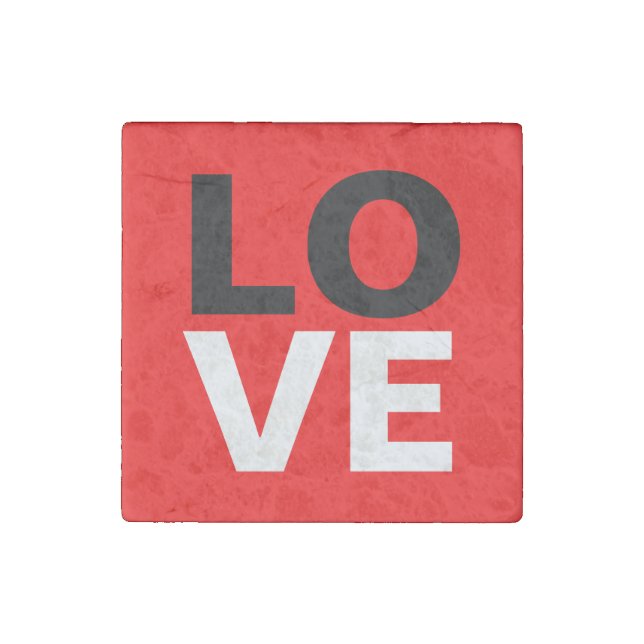 Unique Red Background Love Romance Stone Magnet (Front)
