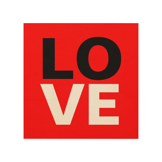 Unique Red Background Love Romance Wood Wall Art (Front)