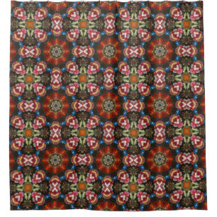 Unique Red Blue Abstract Shower Curtain