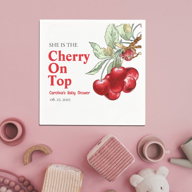 Unique Red Cherry on Top Baby shower  Napkins (Creator Uploaded)